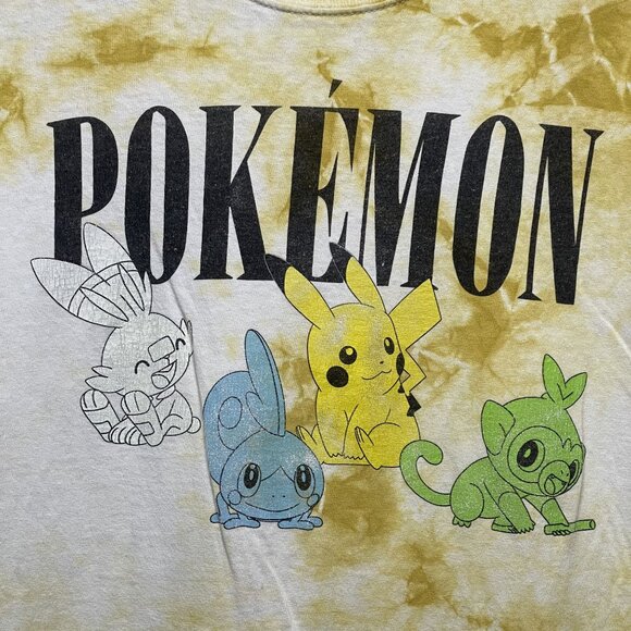 Pokemon Tie-Dye Graphic Tee M 38/40 Yellow Pikachu Sobble Kids Shirt - Picture 2 of 6